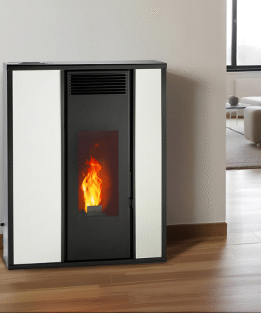 Poêle à granulés extra plat et étanche (sortie dessus concentrique) – Tessa 9,6 kw