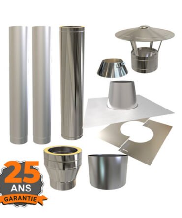 Premium kit Veranda toit plat avec plaque de toit en aluminium 0 ° sortie de poêle extérieure 150 mm INOX