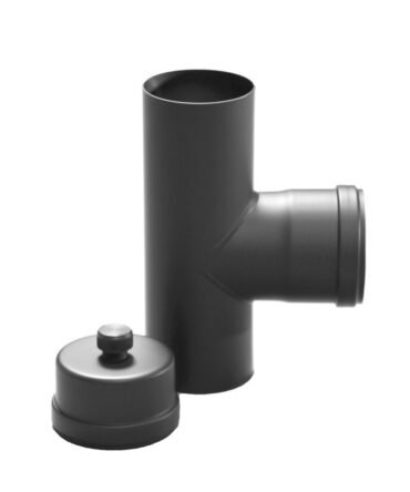 Té 90° avec bouchon pour poêles à granules de bois pellets ø 100mm