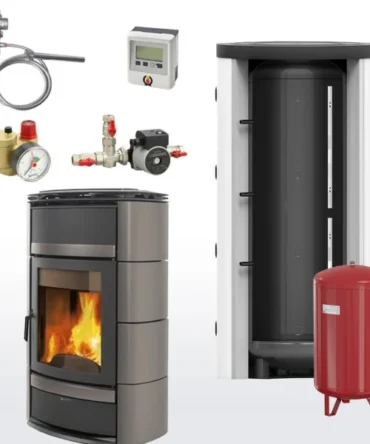 Ensemble complet poêle à eau conduisant La Nordica Norma S Idro DSA Agata Grey 800 réservoir de stockage