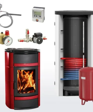 Ensemble complet poêle à eau La Nordica Norma S Idro DSA Bordeaux 800 Rangement hygiénique avec 1 échangeur de chaleur