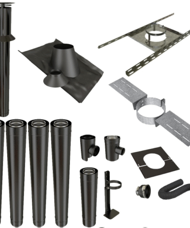 KIT CONDUIT VERTICAL DROIT CONCENTRIQUE NOIR 100/150