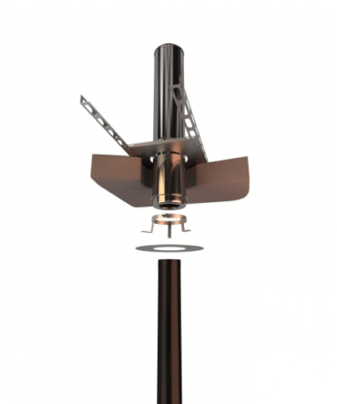 CONDUIT DE FINITION PLAFOND AVEC ROSACES HAUT 470MM INOX ISOLEE 100/150 INT 316 EXT 304 NOIR