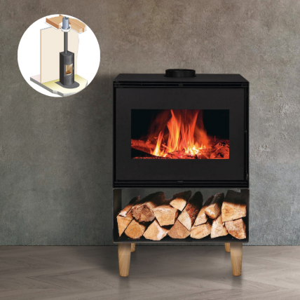 PACK POÊLE À BOIS ANDREA 10 BÛCHES 50CM + KIT CONDUIT 150