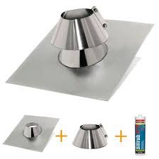 Kit d’abergement toiture plat – Solin d’étanchéité en inox diamètre 150