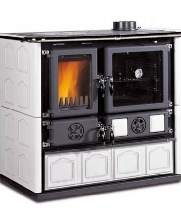 Cuisinière à bois raccordable – LA NORDICA Rosa 5.0 Maiolica Blanche 8.8 kW
