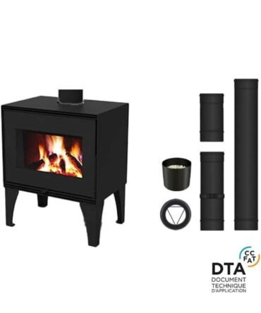 Pack poêle à bois Lugano – Option Ventilation – Sortie dessus