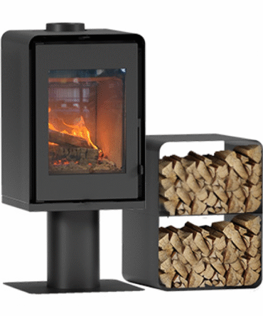 Poêle à bois Domino avec pied et module 2 étages 7.5kW