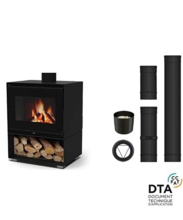 Pack poêle à bois Orta – Option Ventilation – Sortie dessus 11kW