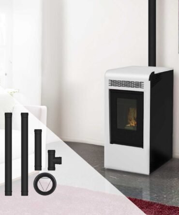Pack poêle à granulés canalisable Vulcano + Kit d’installation sortie arrière 15kW