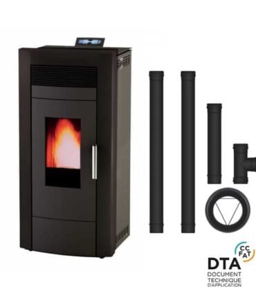 Pack poêle à granulés hydro Baracuda Commo + Kit d’installation sortie arrière 15kW