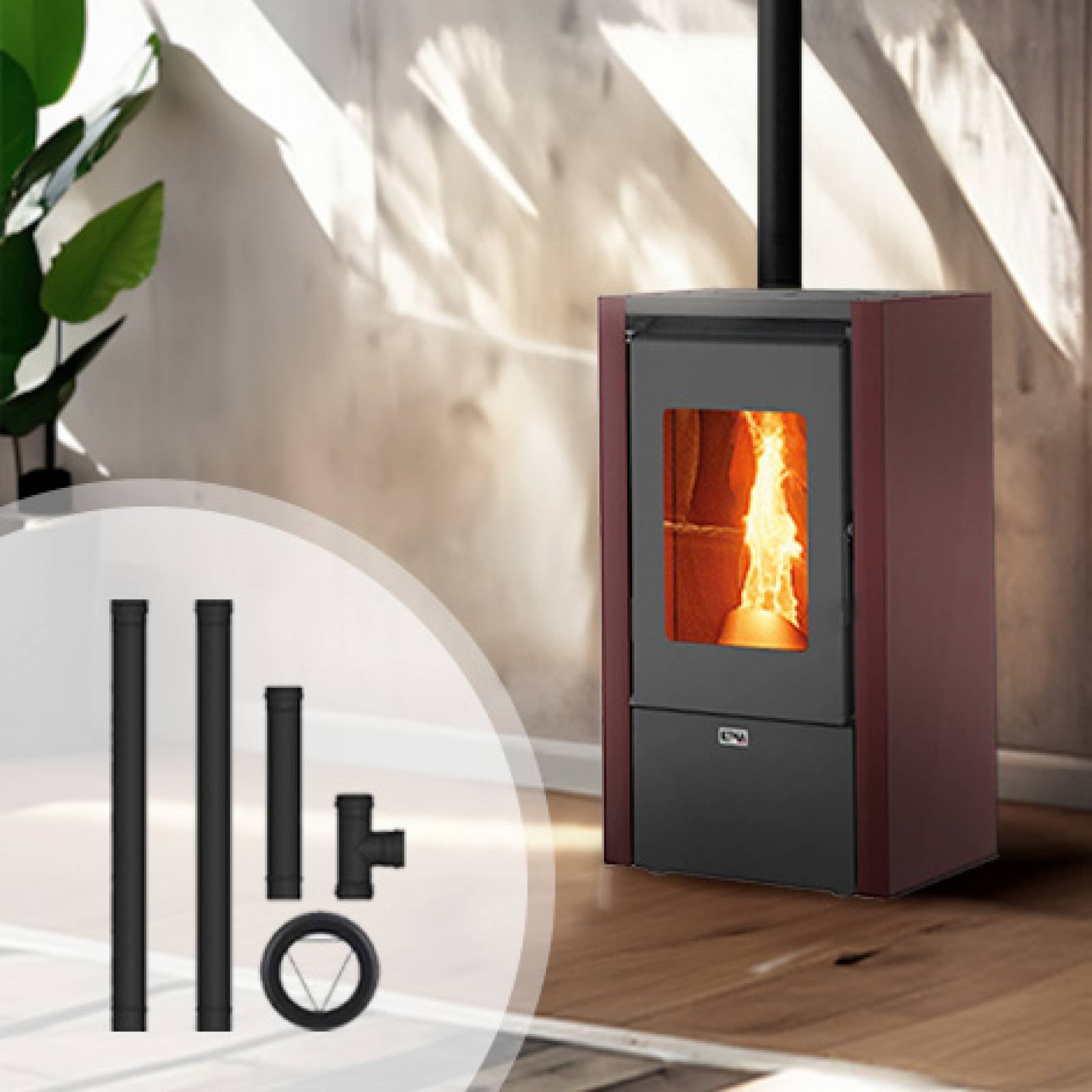 Pack poêle à granulés Mignon + Kit d’installation sortie arrière 6kW – Image 5